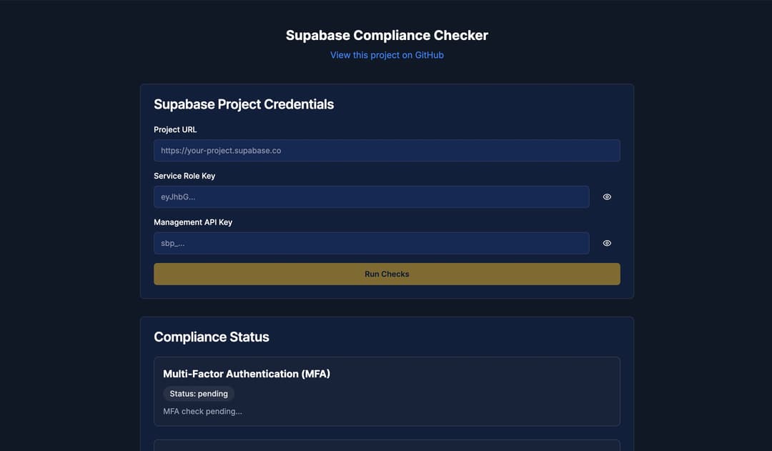 Supabase Compliance Checker